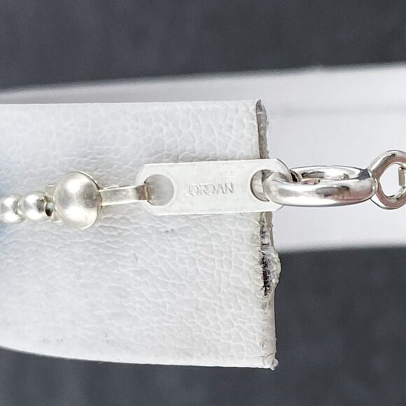 Blue Glass Bead Bracelet | Sterling Silver 925 | 90's Jewelry | 7" - Picture 4 of 7